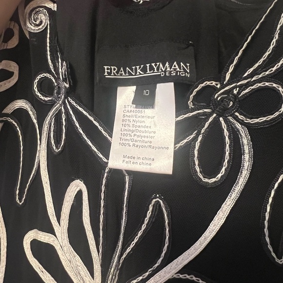 Vintage Y2K Black & White Floral Abstract Fairy Appliqué Frank Lyman Midi Dress - Picture 8 of 10